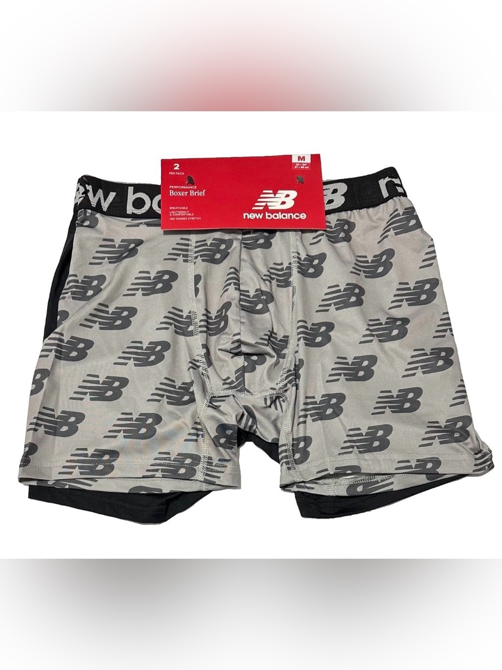 New Balance 2-Pack Performance Men's Boxer Briefs Medium (32-34) Black/Gray